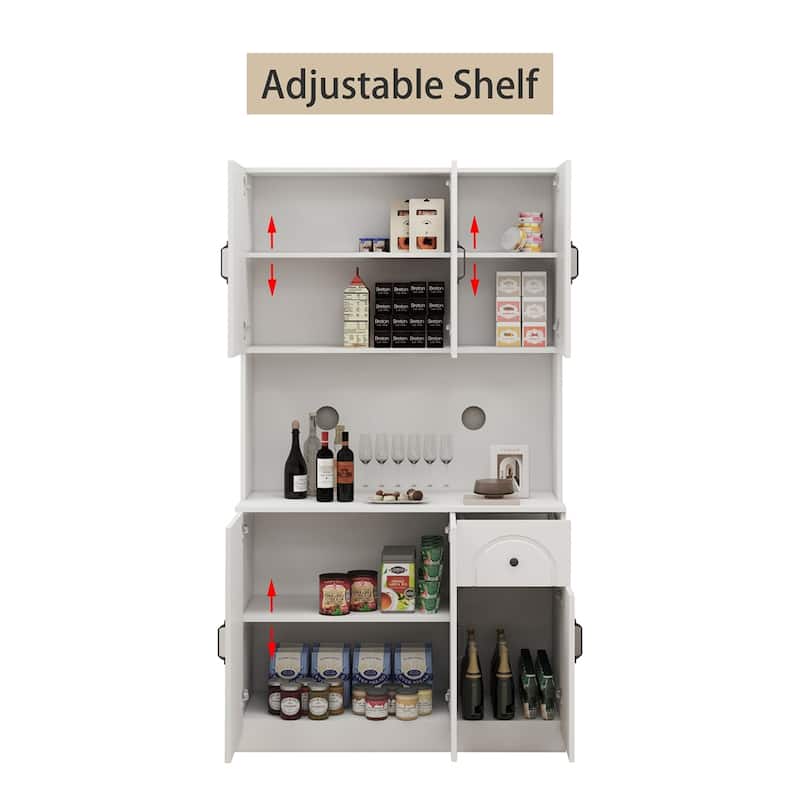 71" Kitchen Pantry Storage Cabinet with Microwave Oven Countertop