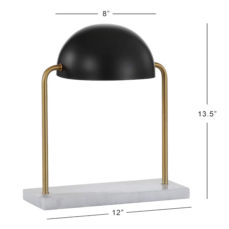 Mia 13.5" Art Deco Dome Lamp with Marble Base, Brass Gold/Black by JONATHAN Y