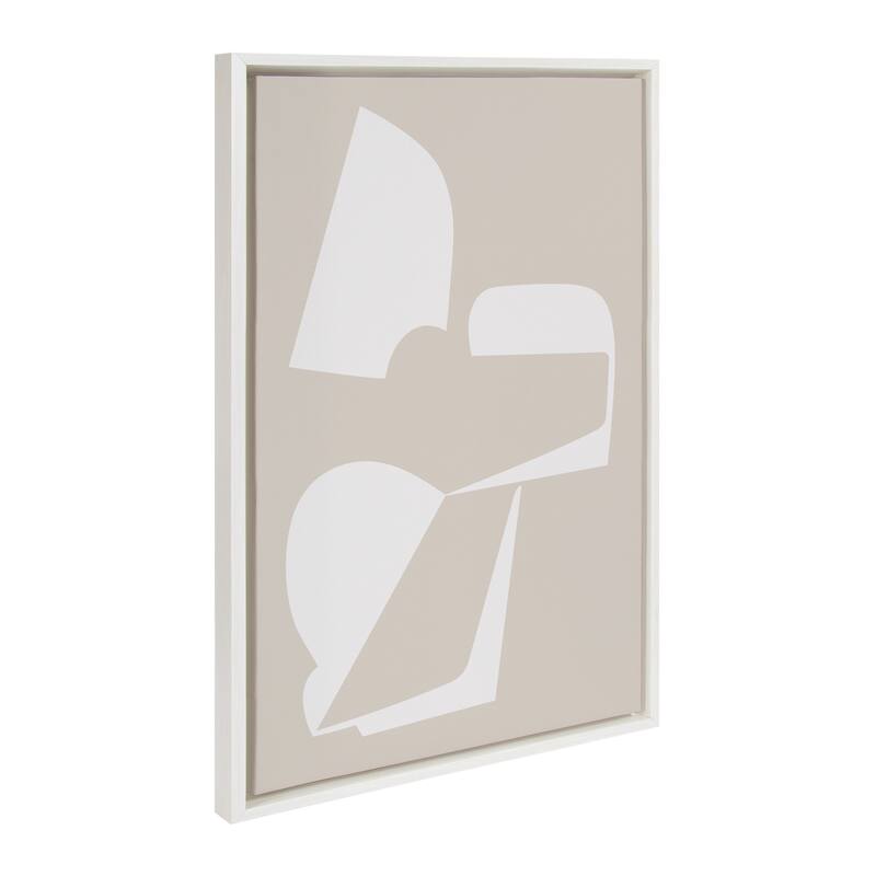 Kate and Laurel Sylvie Eye Catching Sleek Abstract 3 White and Beige 23x33 Framed Canvas by The Creative Bunch Studio - 23x33
