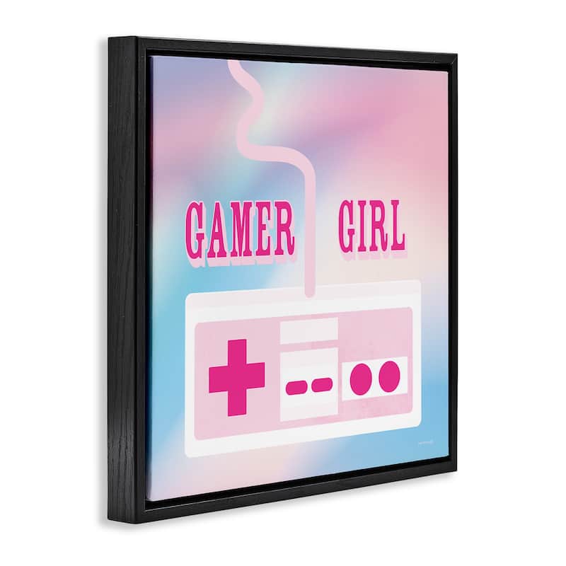 Stupell Pastel Gamer Girl Controller Framed Floater Canvas Wall Art Design By Yass Naffas Designs
