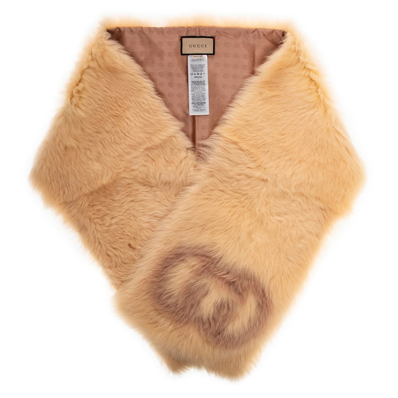 Gucci GG Shearling Stole - Natural and Rose Beige