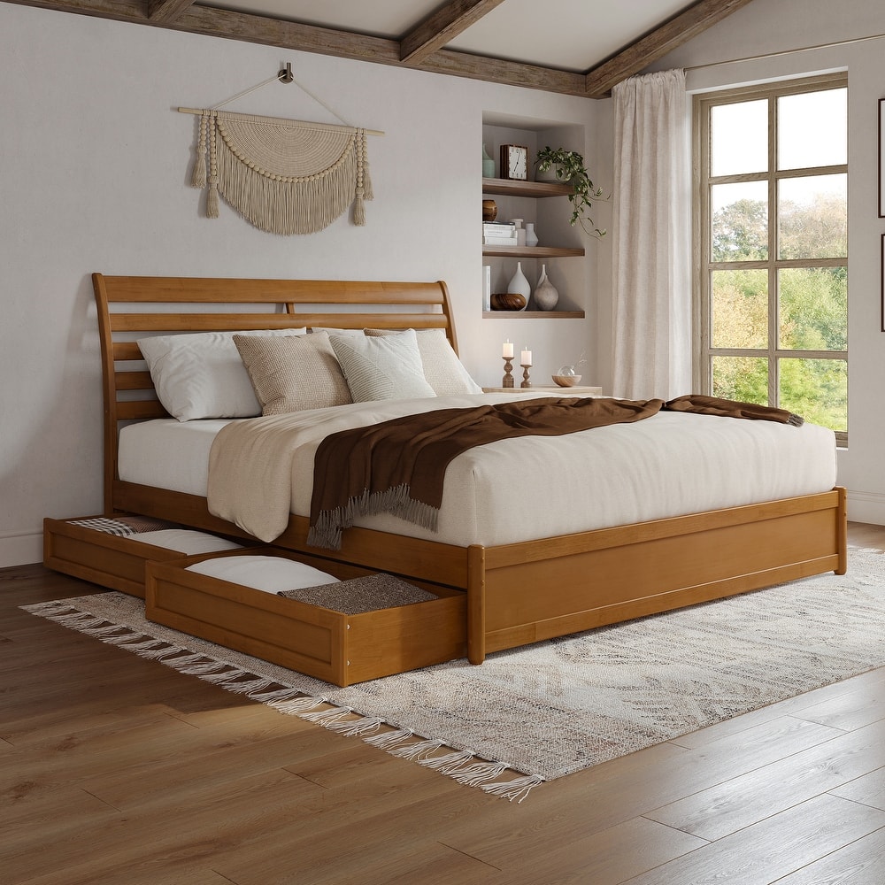 Emelie Platform Bed with Panel Footboard and Storage Drawers