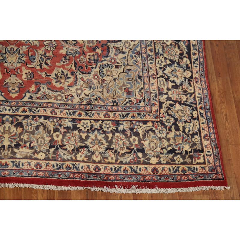 Hand Knotted Oriental 100% Wool Carpet Traditional Floral Oranges & Rust Najafabad Area Rug - 13' 4'' X 8' 1''