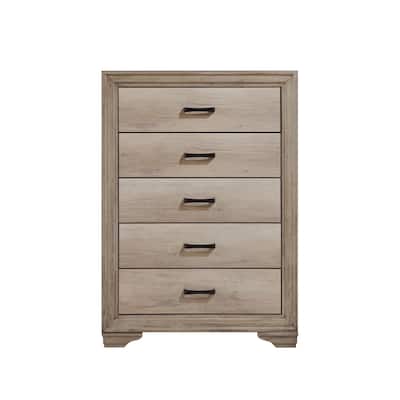 Chest of 5 Drawers w Black Hardware Bedroom Furniture