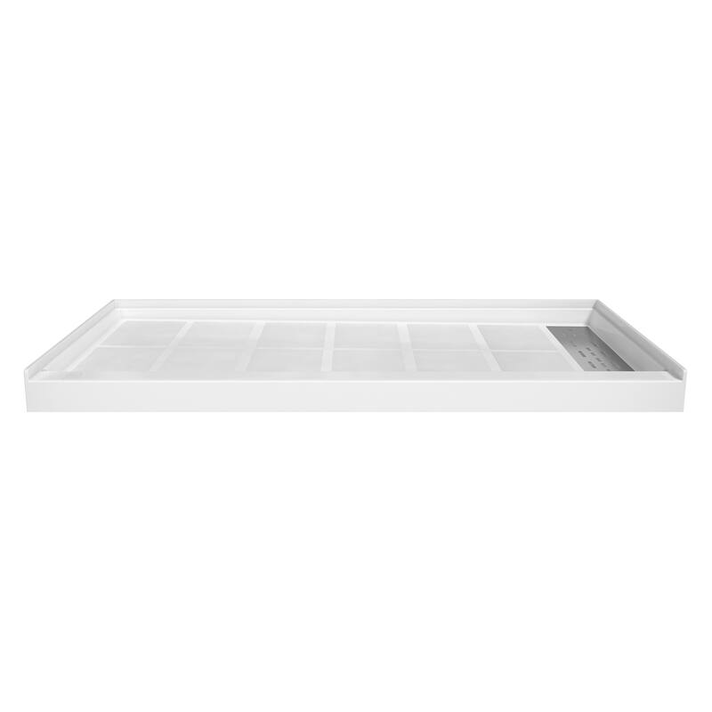 60 in. x 30 in. Elegant White Single Threshold Anti-slip SMC Rectangular Shower Base with Drain and Stainless Steel Drain Cover