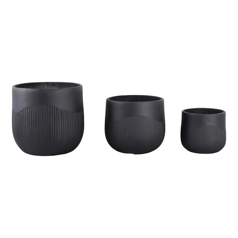 Polyresin Planter Carved Sculptural Design Minimalist Style (Set of 3)