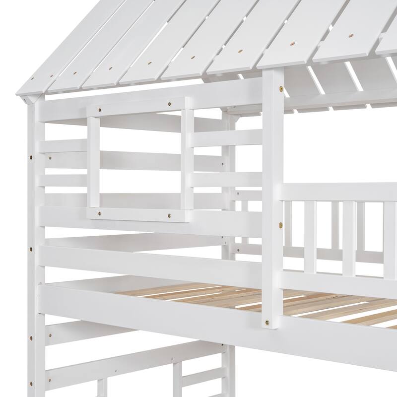 Twin Pine Bunk Bed with Trundle, Staircase, and Slide