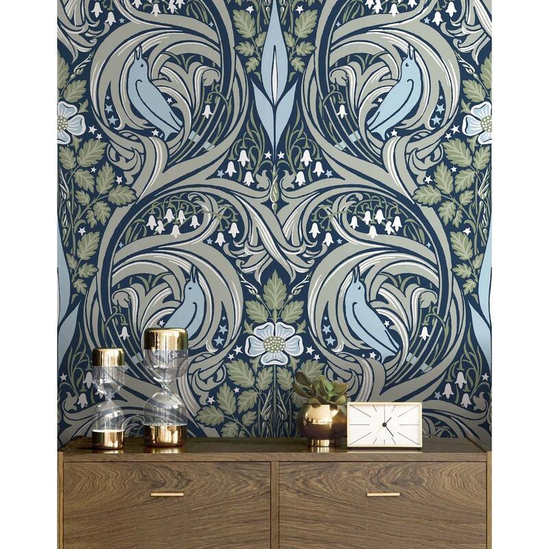 NextWall Bird Ogee Peel and Stick Wallpaper