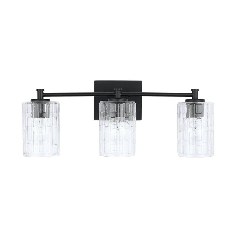 Emerson 3-light Bath/ Vanity Fixture w/ Embossed Seeded Glass
