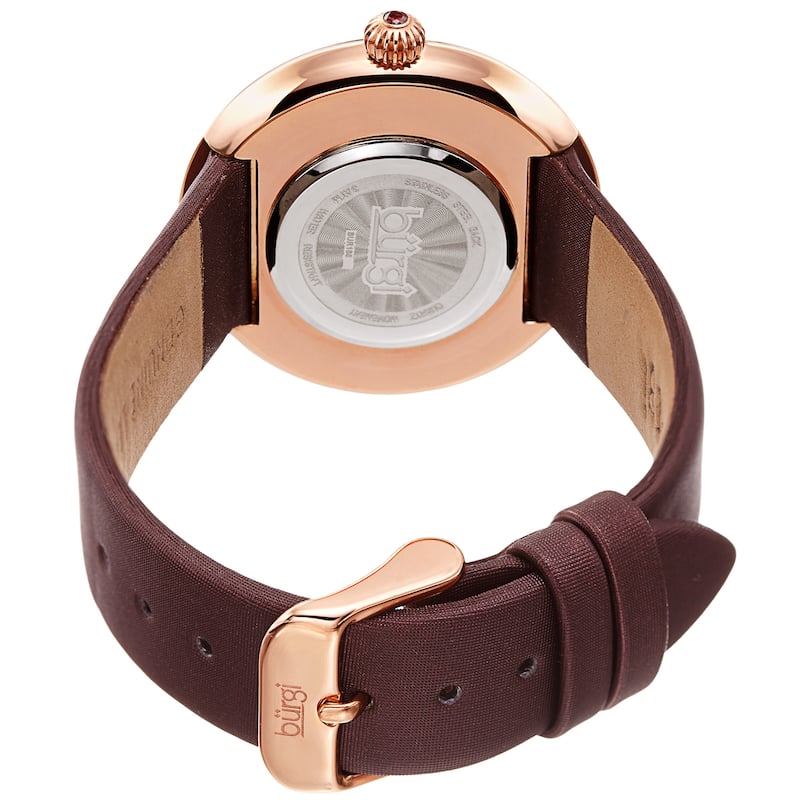 Burgi Ladies Koi Pond Crystal Brown Leather Strap Watch