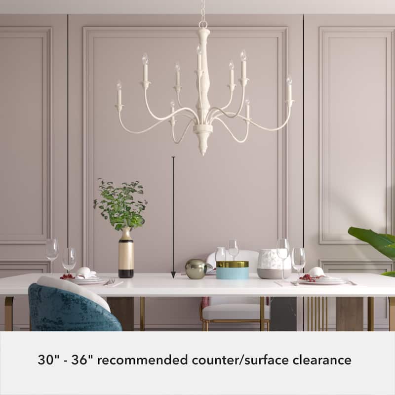 Hunter Teren 9-Light 2-Tier Chandelier - Dining Room, Living Room - Candle, Farmhouse, Vintage, French Country