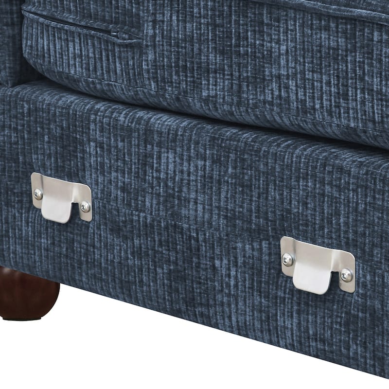 82"W Chenille Upholstered Couch With Cushion, Modern Loveseat Sofa, 3-Seater Sofas For Living Room, Beige/Blue/Grayish Brown