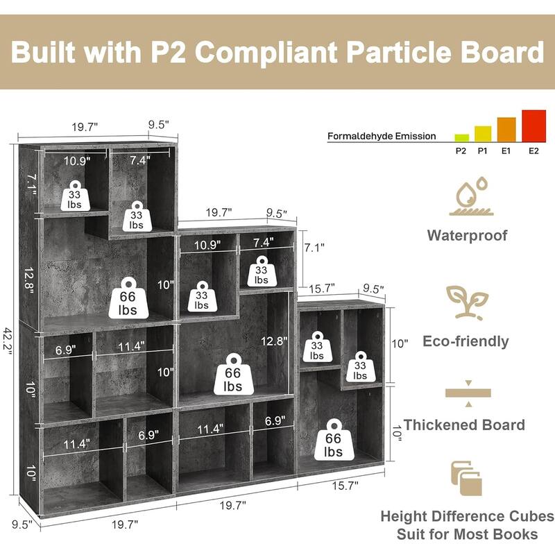 VECELO Wide Wood Organizer Bookcase Sets