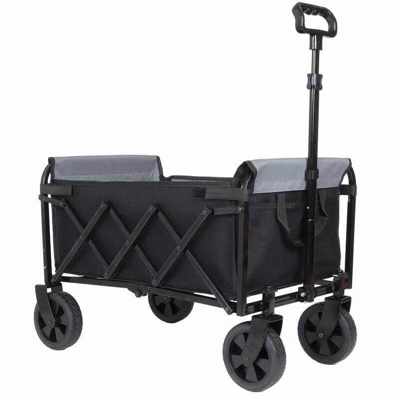 Collapsible Wagon with Wheels - 3 in 1 Lightweight Utility Camping Wagons Carts Foldable with 220lbs Weight Capacity