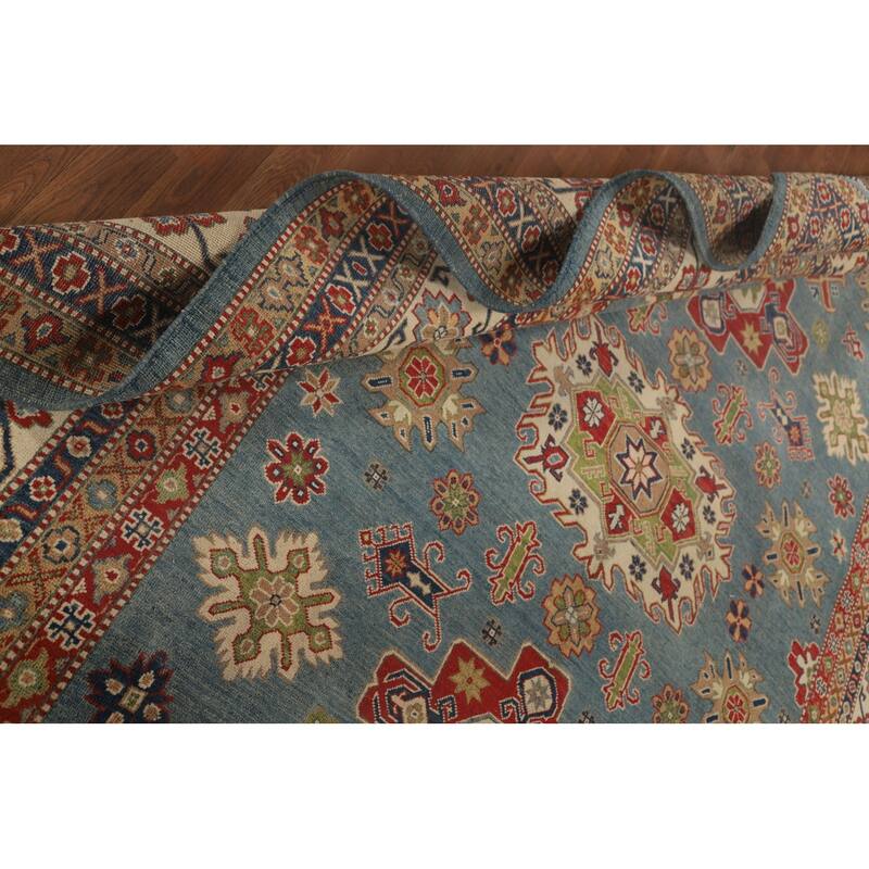 Light Blue Kazak Oriental Area Rug Hand-Knotted Wool Carpet - 8'4" x 11'8"