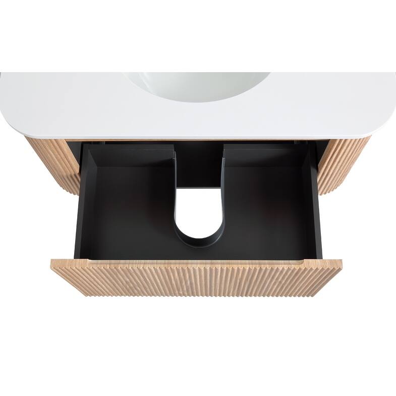 Wall Mounted Bathroom Vanity with Sink Curved Design