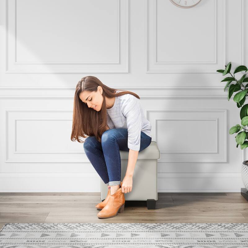 Empyrean Tuffted Folding Foot Rest Storage Ottoman Bench with Storage Bins