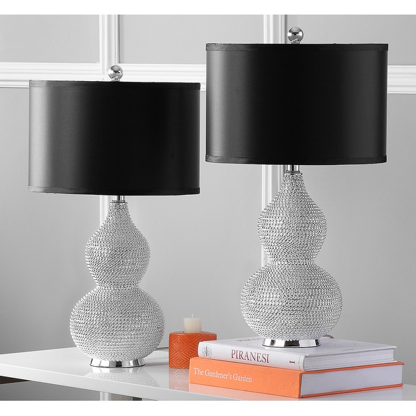 【Safavieh】テーブルランプ ベッドサイド 2個セット Silver SAFAVIEH Lighting 24 inch Silver Beaded Table Lamp (Set of 2