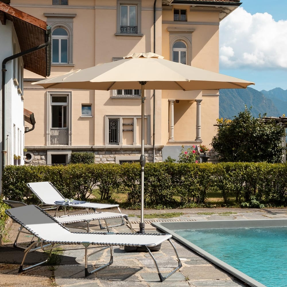 9FT Patio Umbrella,Outdoor Table Umbrella with Push Button Tilt and Crank,Waterproof Market Sun Umbrella with 8 Sturdy Ribs