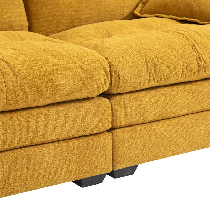 84" Chenille Loveseat Sofa with Memory Foam&Pocket Springs, Deep Seat Couch with 2 Throw Pillows