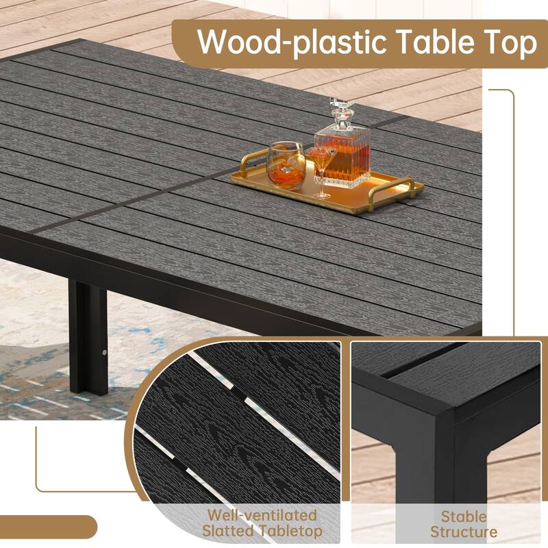 Patio Dining Table for 4-6 Person Outdoor Patio Table 59" Weather-Resistant Rectangular Table for Deck, Garden, Backyard