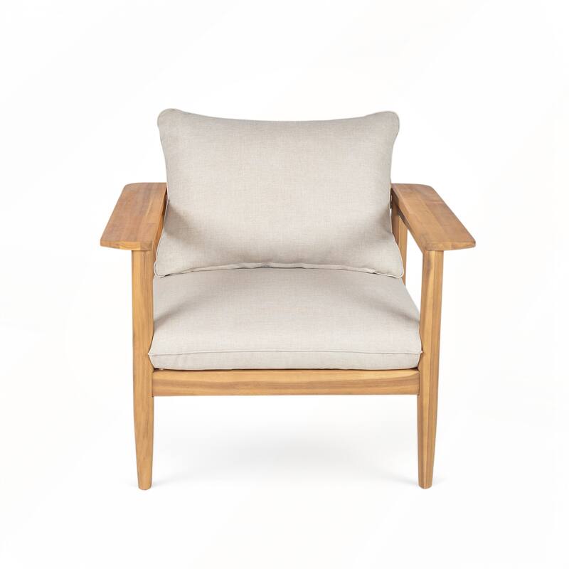 Outdoor Acacia Wood Lounge Set with Chair and Ottoman