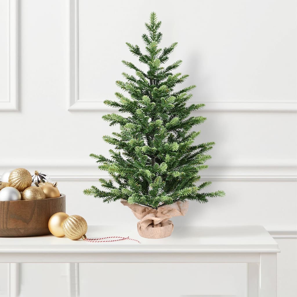 2FT Full PE Tabletop Christmas Tree with Plastic Cement-Filled Base