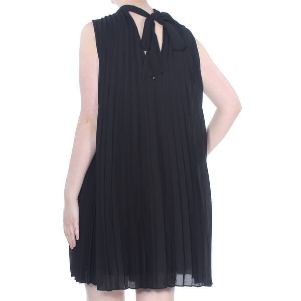 Shop Soprano Womens Black Pleated Mock Neck Sleeveless Above The