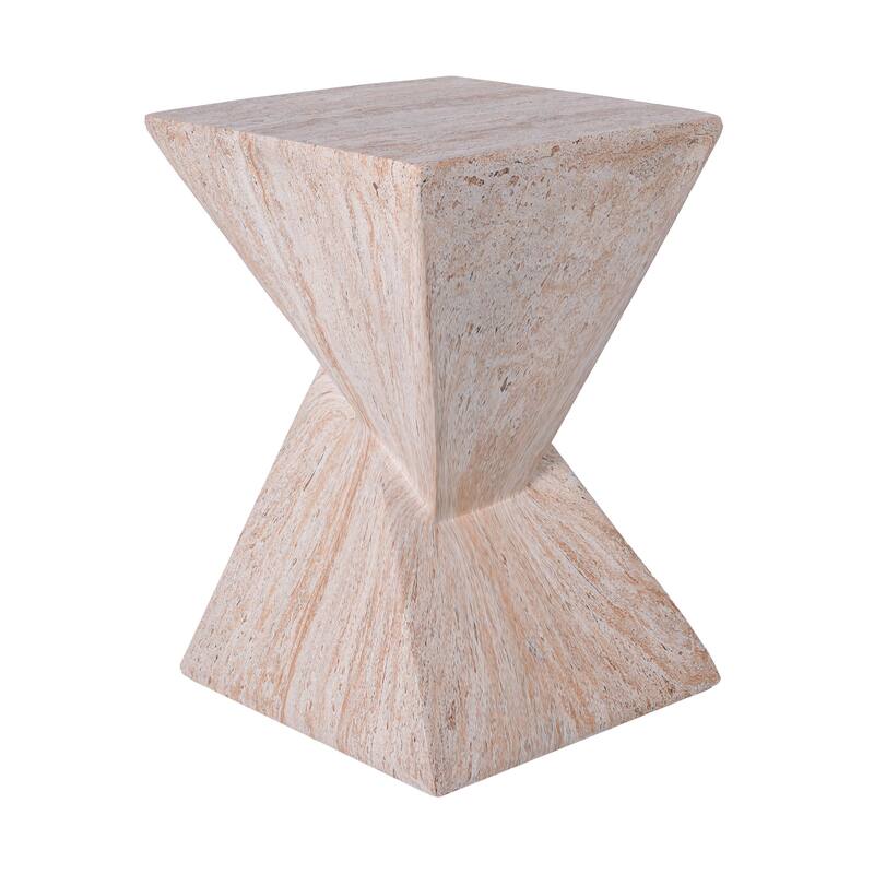 Christopher Knight Home - Modern Indoor/Outdoor 18.5"H Geometric Faux Marble MgO Accent Side Table with Sculptural Fluted Design