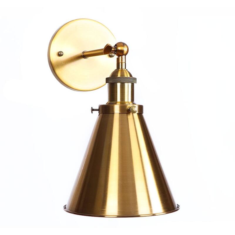 Industrial Gold Finish Cone Shape Swing Arm Wall Light