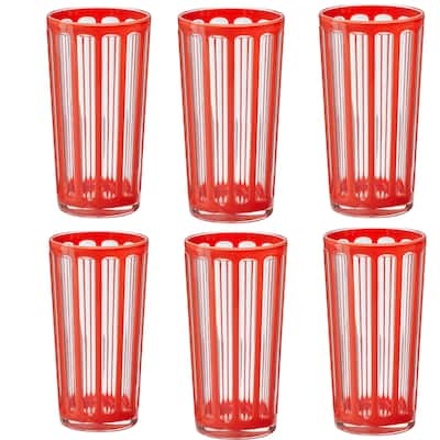 Villa 22 oz Orange Acrylic Tumbler BPA-Free, Dishwasher Safe, Durable Drinkware Set of 6