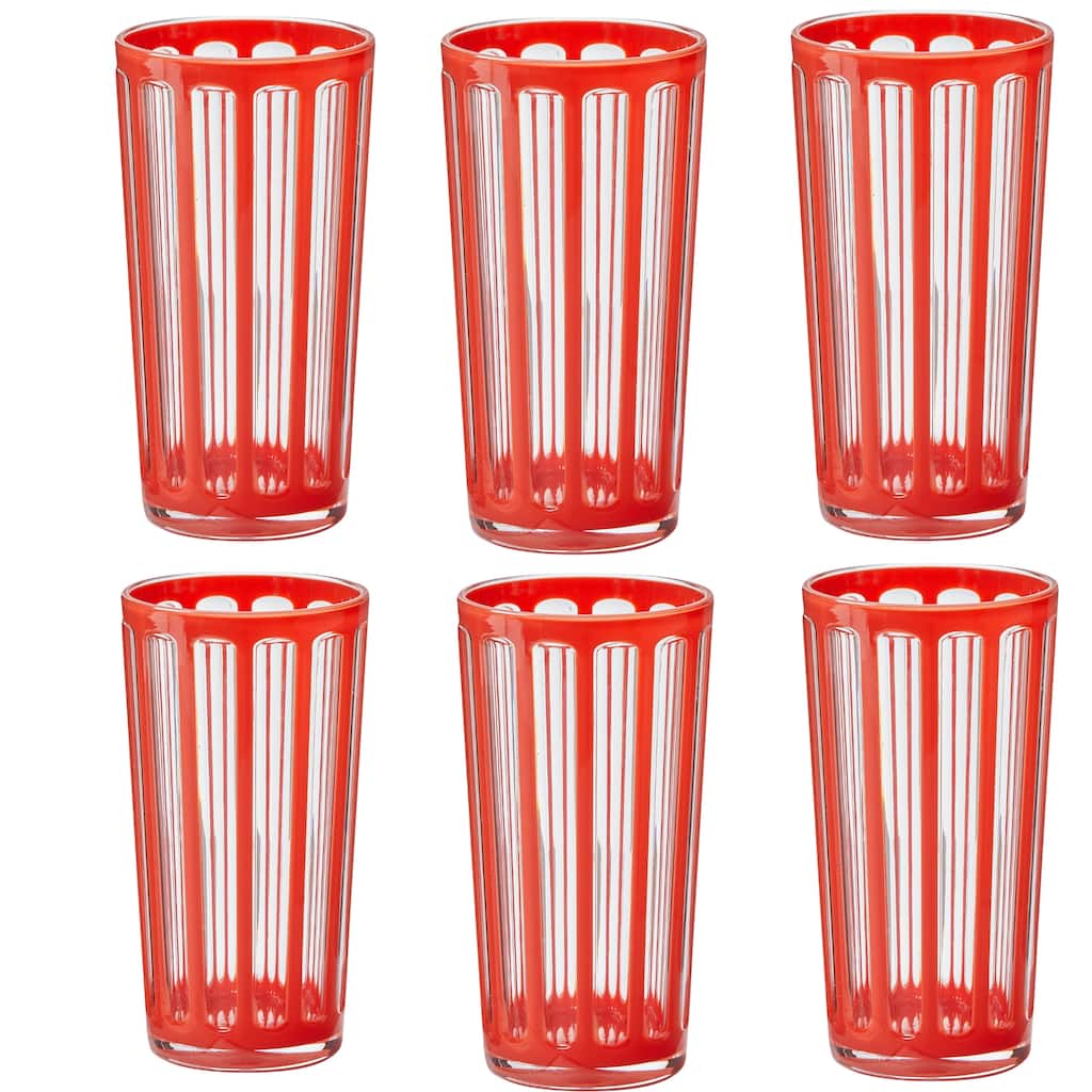 Villa 22 oz Orange Acrylic Tumbler BPA-Free, Dishwasher Safe, Durable Drinkware Set of 6