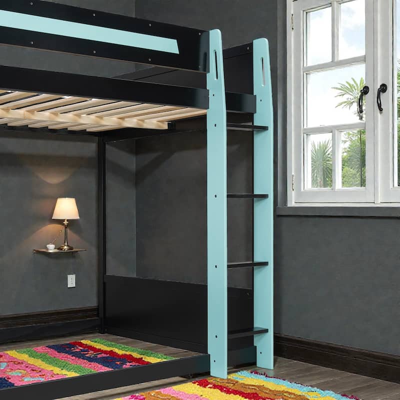 Full Size Gaming Loft Bed with RGB Desk, USB Charging Ports, LED Lights, Heavy Duty Esports Bunk Bed