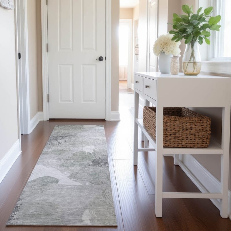 Premium Washable Super Soft Contemporary Floral Mayfield Rug - Putty - 2'3" x 7'6"
