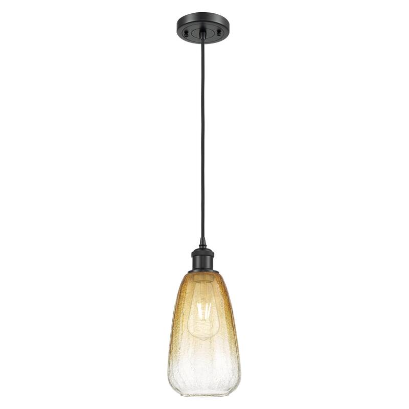 Innovations Lighting Endless Possibilities Ballston - Brookhaven Almond - 1 Light 6" Cord Hung Mini Pendant - Matte Black/Amber