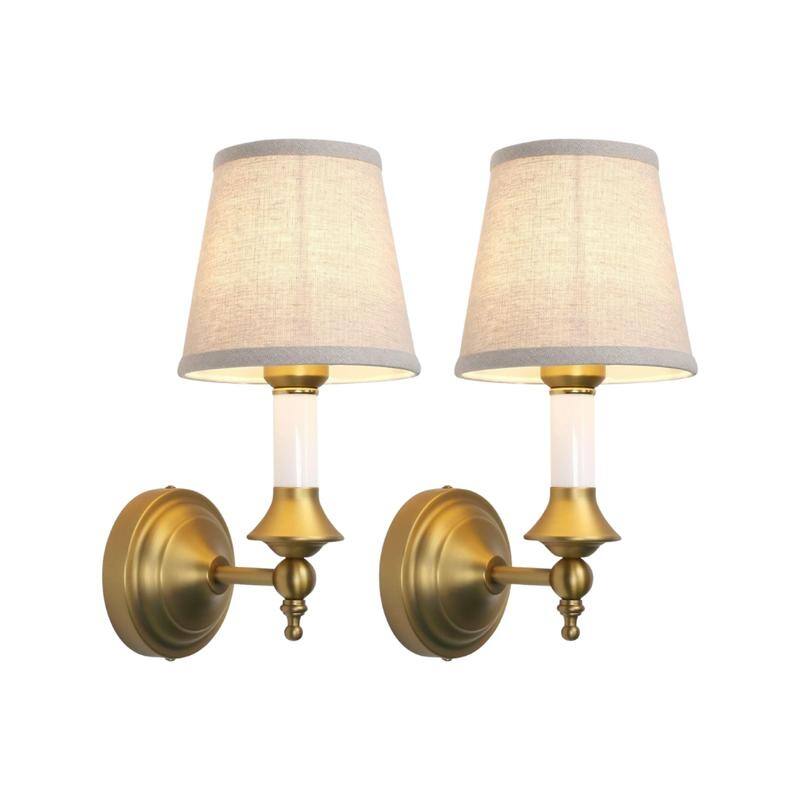 2 Pack wall sconces gold, white wall lighting glass, metal bedroom wall lighting