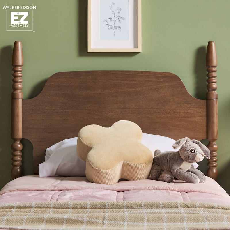 Walker Edison Easy Assembly Solid Wood Twin Bed with Wood-Turning Detail