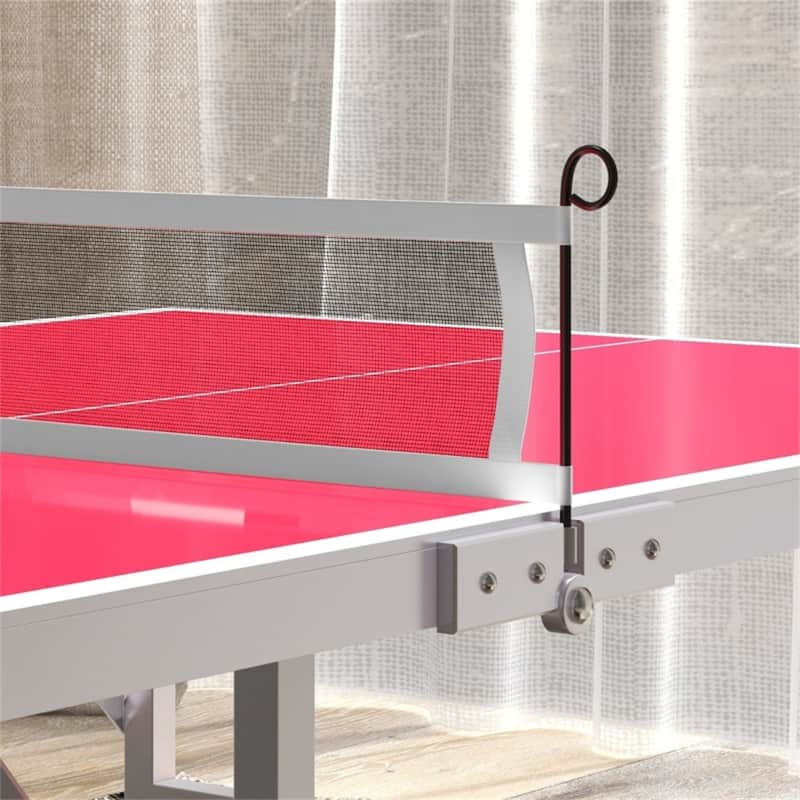 Red Foldable Ping Pong Table with Aluminum Frame and Paddles Balls Net for Indoor or Outdoor - 70.75" L x 35.5" W x 30" H