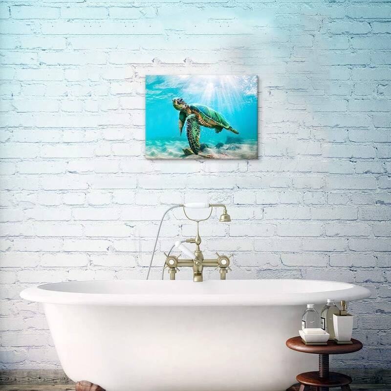 Green Sea Turtle Wall Decor Tropical Canvas Wall Art