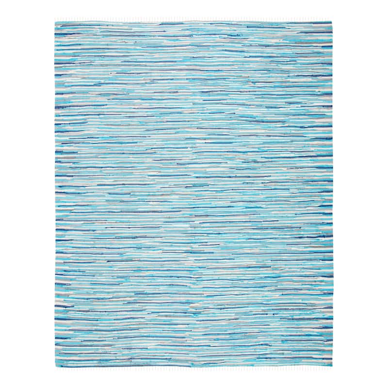 SAFAVIEH Handmade Rag Rug Velija Casual Stripe Cotton Rug - Turquoise/Multi - 6' x 9'