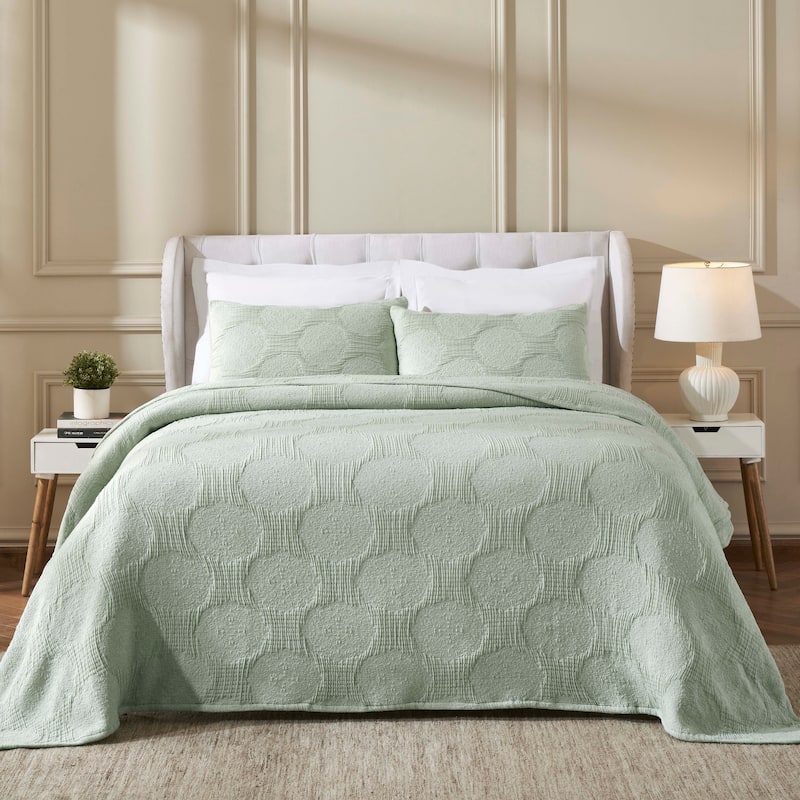 Superior Tanta Cotton Medium Weight Modern Circles Woven Coverlet