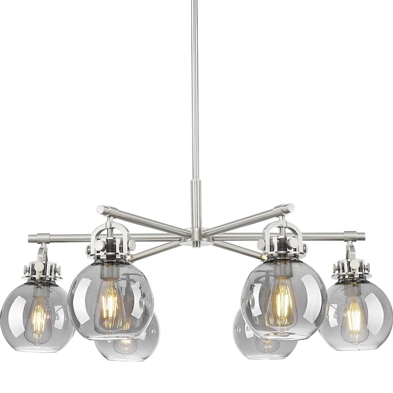 Innovations Lighting 410-6CR-16-26 Newton Sphere Chandelier Newton - Satin Nickel / Light Smoke