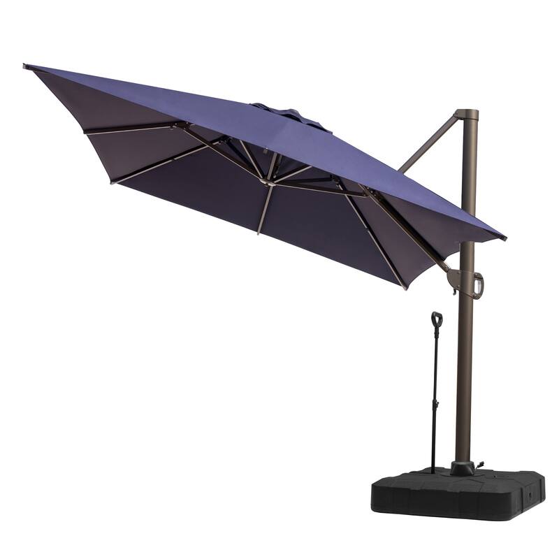 10 X 13FT Outdoor Patio Cantilever Umbrella with Rod Base