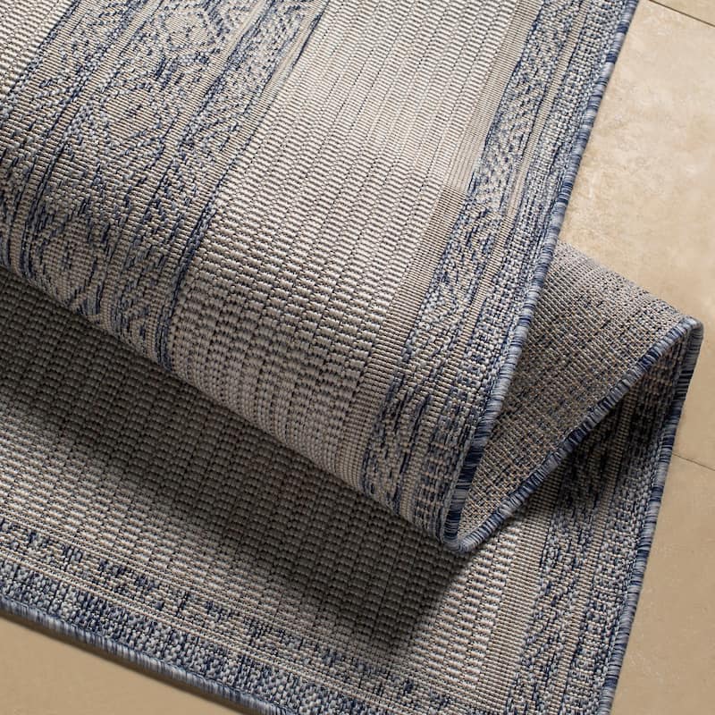 Livabliss Yadgar Subtle Stripes Indoor/ Outdoor Area Rug