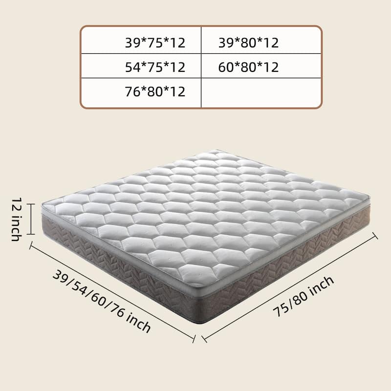 GDFStudio - Aeliana 12-Inch Hybrid Memory Foam and Pocket Coil Eurotop Mattress