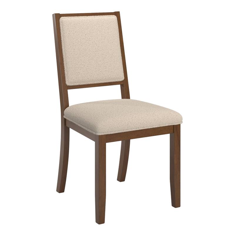 Harstad Wood Finish Cream Boucle Fabric Dining Chair (Set of 2) by iNSPIRE Q Modern