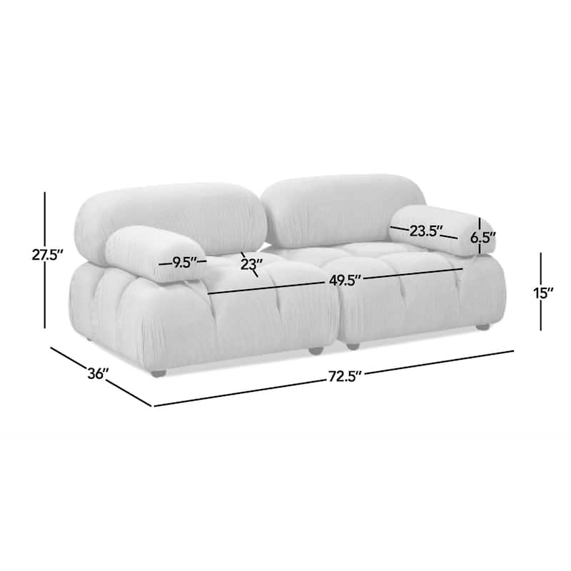 Marcel 72.5" Bubble Modular Modern 2-Piece Loveseat