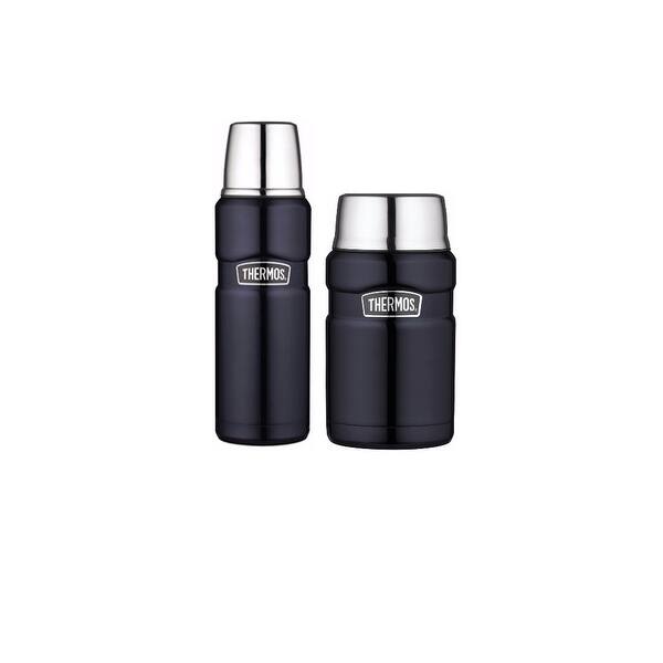 Thermos Vacuum Insulated 24oz Food Jar and 16oz Drink Bottle Black