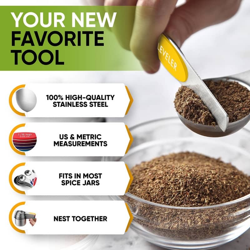 Magnetic Measuring Cups & Spoons Set, Strong Magnets, Set of 15 - Set of 15