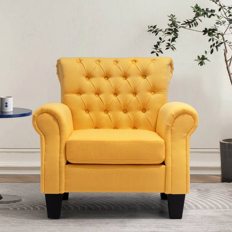Accent Club Chair Comfortable Single Sofa Chair Indoor Seating with Arms & Padded Seat - 1-Piece, Yellow